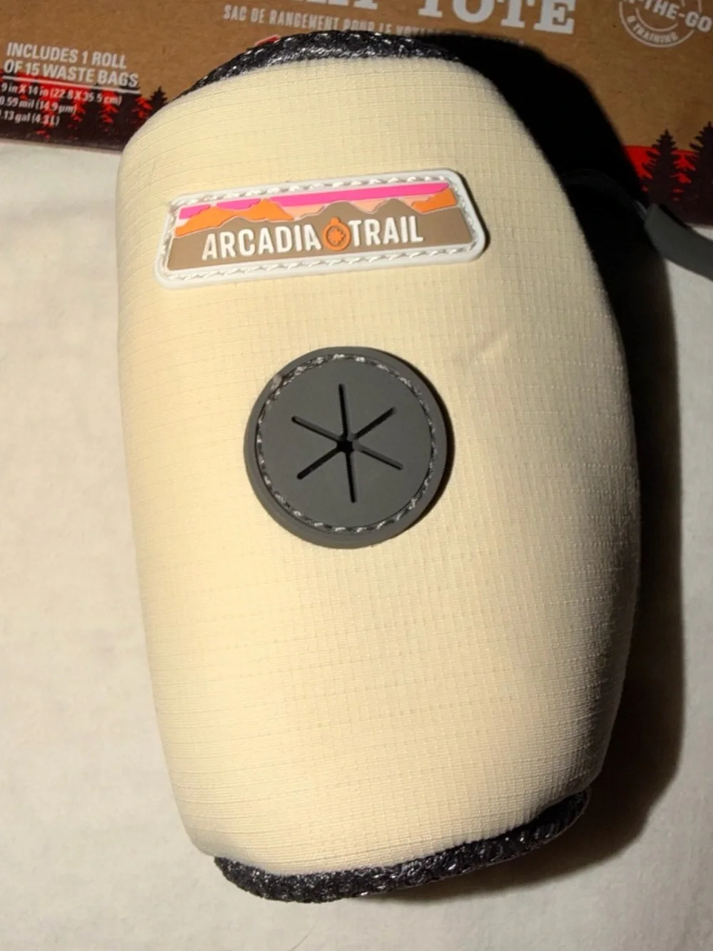 Arcadia Trail Cream Dog Waste Bag Dispenser with Gray Port